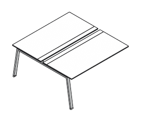 VISTA SCRIVANIA DOPPIA DA APPOGGIO O ELEMENTO FINALE PER AGGREGAZIONI LINEARI STRUTTURA GAMBE A CAVALLETTO PIANO IN LEGNO SPESSORE mm.18 - P.80+80xH.73,7xL.120 cm.