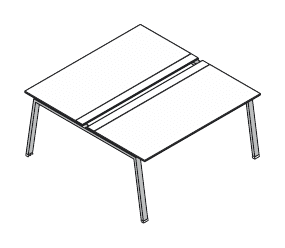 VISTA SCRIVANIA DOPPIA INDIPENDENTE GAMBE A CAVALLETTO PIANO LEGNO SPESSORE mm.18 - P.80+80xH.73,7xL.120 cm.