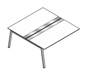 VISTA SCRIVANIA DOPPIA DA APPOGGIO O ELEMENTO FINALE PER AGGREGAZIONI LINEARI STRUTTURA GAMBE A CAVALLETTO PIANO LEGNO SPESSORE mm.18 - P.80xP.166xH.73,7xL.120 cm.