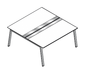 VISTA SCRIVANIA DOPPIA INDIPENDENTE STRUTTURA GAMBE A CAVALLETTO PIANI IN LEGNO SPESSORE mm.18 P.80 - P.166xH.73,7xL.200 cm.