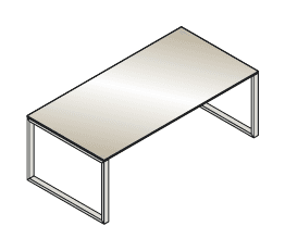 VISTA SCRIVANIA INDIPENDENTE PIANO IN VETRO COLORATO GAMBE AD ANELLO SPESSORE PIANO mm.12 - P.100xH.73,7xL.180 cm.