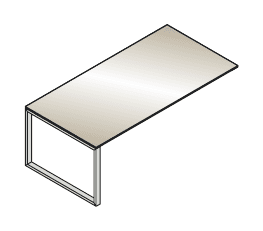 VISTA SCRIVANIA DA APPOGGIO PIANO IN VETRO COLORATO GAMBE AD ANELLO SPESSORE PIANO mm.12 - P.100xH.73,7xL.180 cm.
