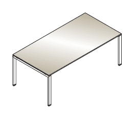 VISTA SCRIVANIA INDIPENDENTE PIANO IN VETRO COLORATO GAMBE A PONTE SPESSORE PIANO mm.12 - P.100xH.73,7xL.180 cm.