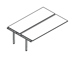 VISTA SCRIVANIA DOPPIA INTERMEDIA PER AGGREGAZIONI LINEARI STRUTTURA PER TUTTI I TIPI DI GAMBE PIANO LEGNO SPESSORE mm.18 (P.60+60) - P.126xH.73,7xL.120 cm.