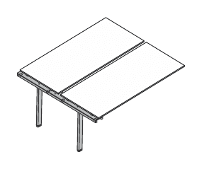 VISTA SCRIVANIA DOPPIA INTERMEDIA PER AGGREGAZIONI LINEARI STRUTTURA PER TUTTI I TIPI DI GAMBE PIANO LEGNO SPESSORE mm.18 - P.166xH.73,7xL.200 cm.