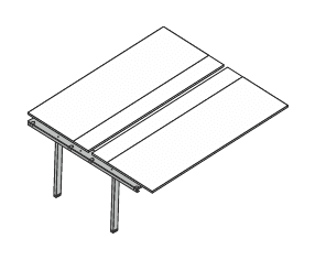 VISTA SCRIVANIA DOPPIA INTERMEDIA CON PIANO IN LEGNO PER TUTTI I TIPI DI GAMBE SOLAMENTE PER AGGREGAZIONI LINEARI SPESSORE PIANO mm.18 - P.80+80xH.73,7xL.140 cm.