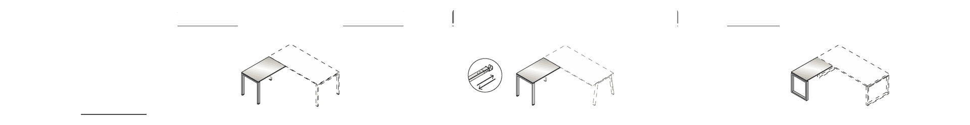 VISTA ALLUNGO LATERALE CON PIANO IN VETRO SPESSORE mm.12 - GAMBA AD ANELLO - P.60xH.73,4xL.120 cm.