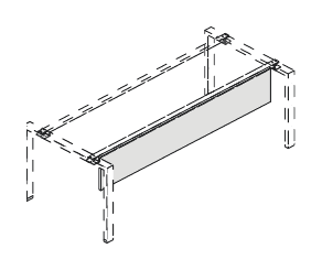 VISTA GONNA PARAGAMBE PER SCRIVANIA INDIPENDENTE CON GAMBE A PONTE/CAVALLETTO/ANELLO - P.1,8xH.32xL.180 cm.