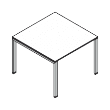 VISTA TAVOLO RIUNIONE QUADRATO PIANO IN LEGNO GAMBE A PONTE SPESSORE PIANO mm.18 - P.100xH.73,7xL.100 cm.