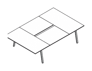 VISTA TAVOLO RIUNIONE PIANO LEGNO GAMBE A CAVALLETTO SPESSORE PIANO mm.18 - P.166xH.73,7xL.240 cm.