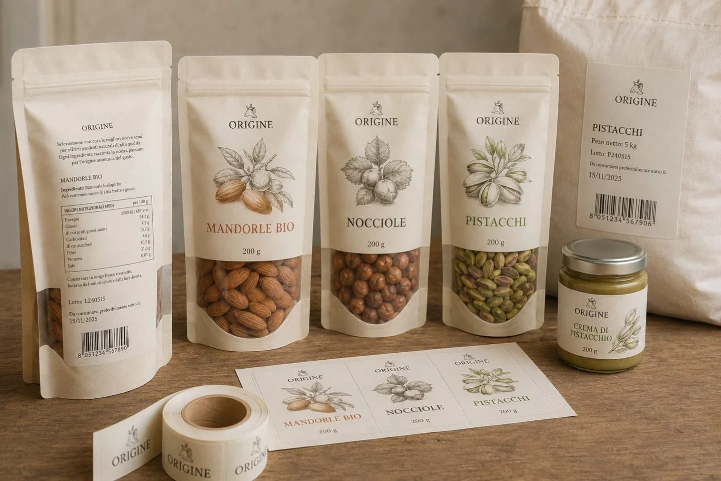 Alimentare e frutta secca — ambientazione dimostrativa
